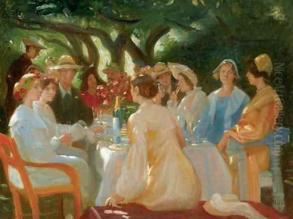 Actors Lunch, Skagen (Skuespillerfrokost) Oil Painting by Michael Peter Ancher