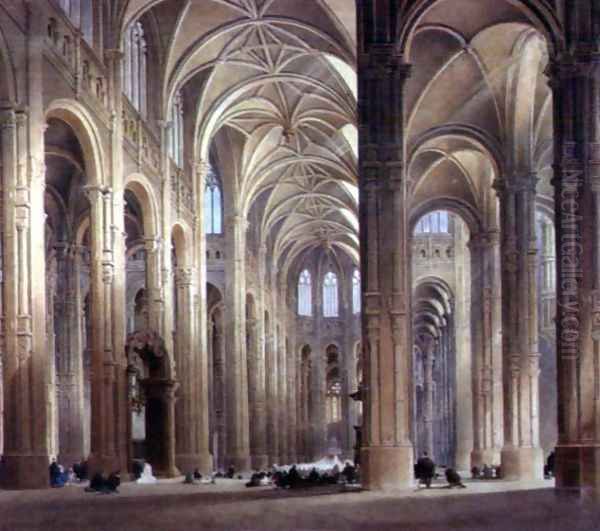 The Interior of St. Eustache, Paris Oil Painting by Thomas Allom