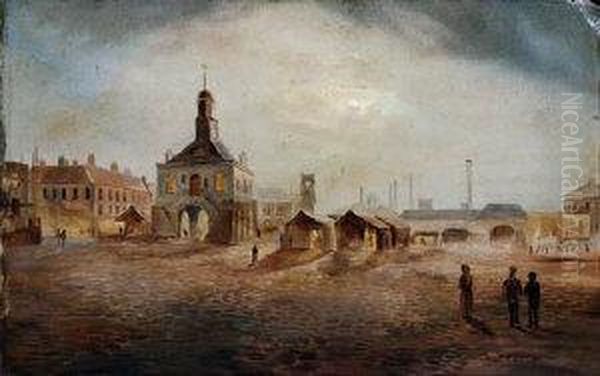 South Shields Marketplace Oil Painting by John Teasdale