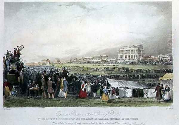 Epsom Races on Derby Day, 1841 Oil Painting by Thomas Allom