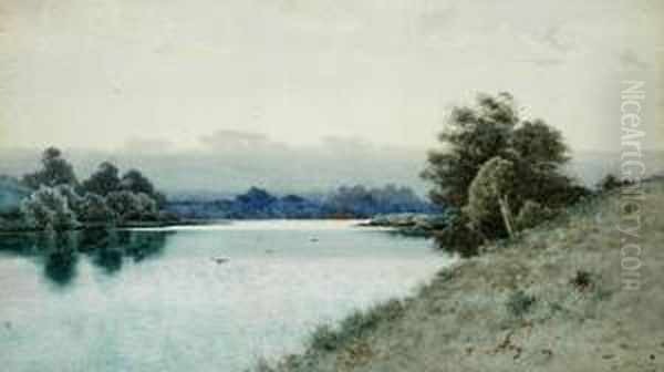 River Landscape Oil Painting by Henri Tebbitt