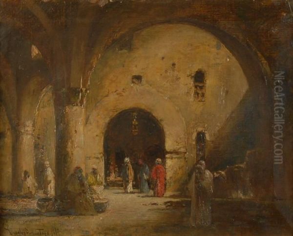 Interior Mosque Scene Oil Painting by Douglas Arthur Teed