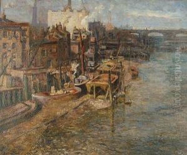 A View Of The Thames From Bankside Oil Painting by Henry Samuel Teed