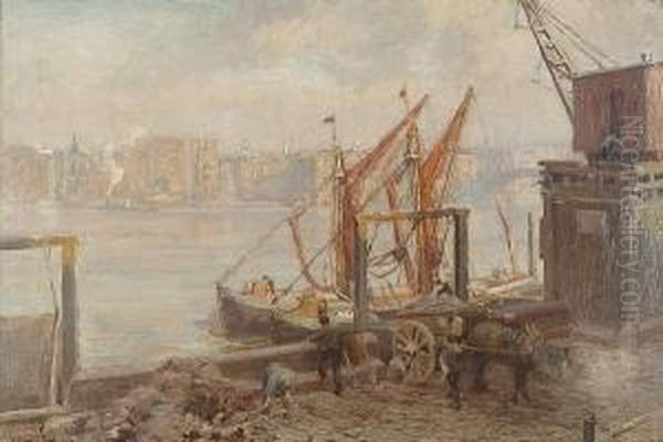 Down The Thames Oil Painting by Henry Samuel Teed