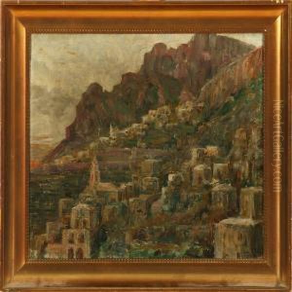 View Of Positano Oil Painting by Rudolph Christopher Tegner