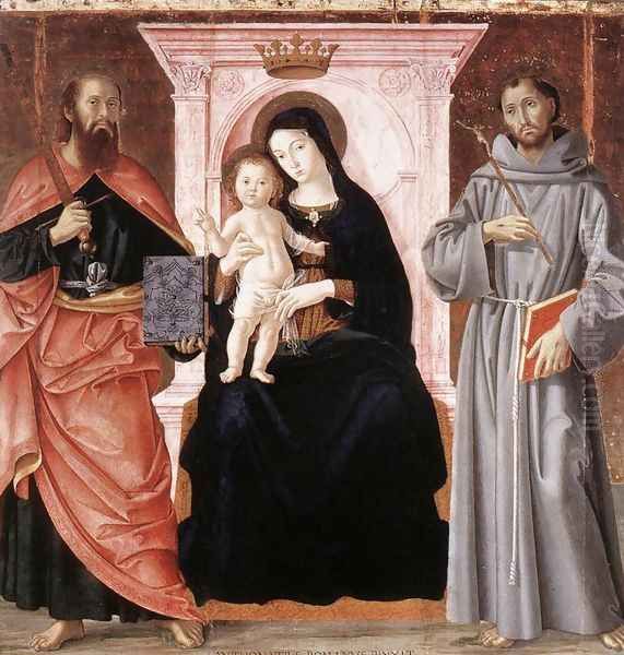 Madonna Enthroned with the Infant Christ and Saints 1487 Oil Painting by Romano Antoniazzo