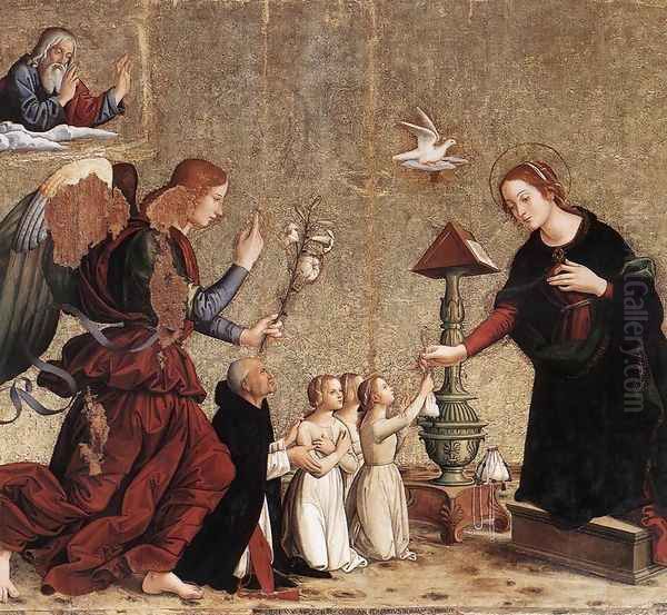 Annunciation 1485 Oil Painting by Romano Antoniazzo