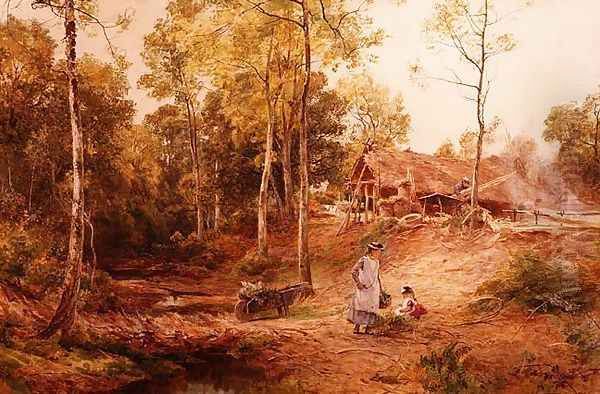 Autumn in a Gloucestershire Wood Oil Painting by James Aumonier