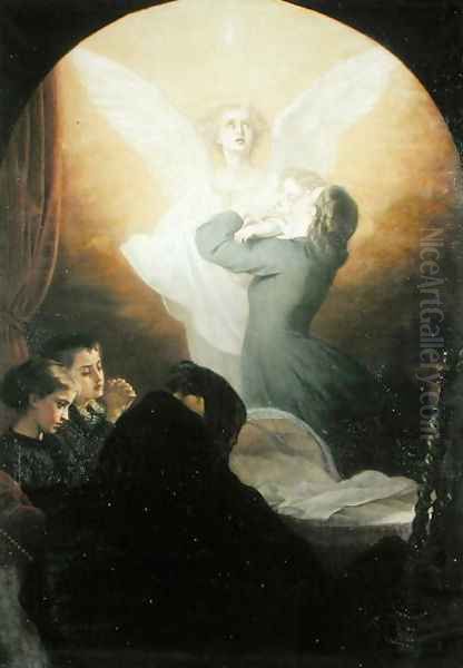 Mother's Last Kiss, c.1865 Oil Painting by Alexandre Antigna