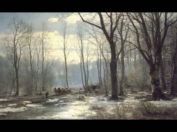 Holzfaller im Englischen Garten in Munchen Oil Painting by Anders Anderson-Lundby