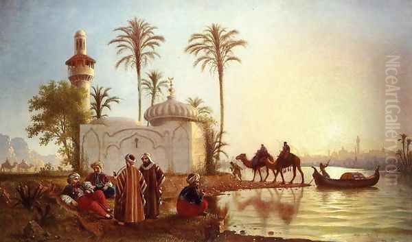 Evening Smoke by the Mosque Oil Painting by Fortunato Arriola