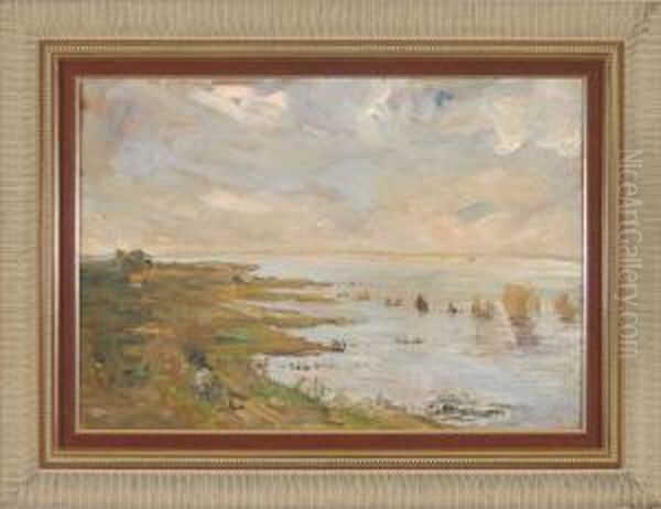 Weite Uferlandschaft Oil Painting by Josef Telfner