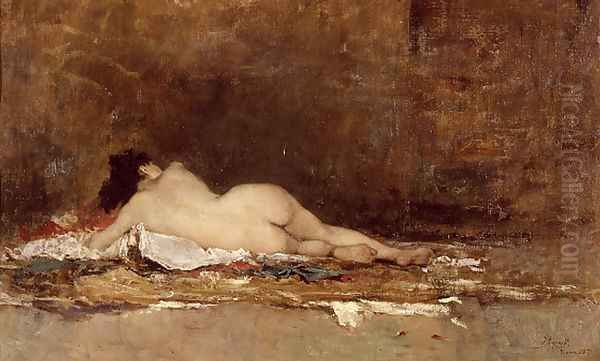 Desnudo (Apunte) (Nude (Note)) Oil Painting by Juan Joaquin Agrasot