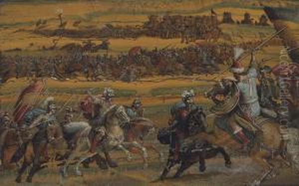 A Cavalry Skirmish Oil Painting by Antonia Tempesta