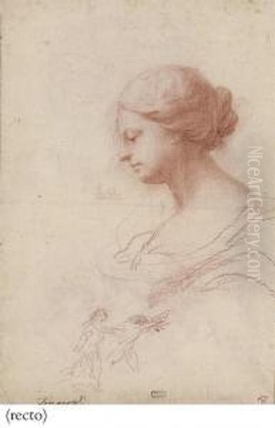 Head Of A Woman In Profile Oil Painting by Giovanni Battista Tempesti