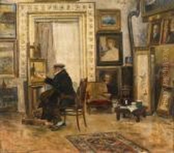 Artiste Dans Son Atelier Oil Painting by Hans Temple