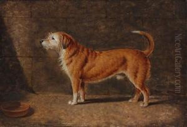 Prince - A Most Faithful & Good Dog. Diedfeb. 18th 1887 Oil Painting by T. Temple