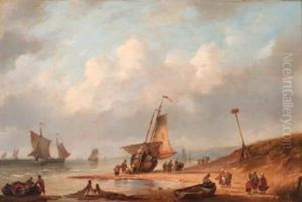 The Departure Of The Fishing Fleet Oil Painting by Gerardus Hendriks