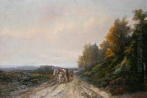 Returning Home From The Fields Oil Painting by Jan Jacob Lodewijk Ten Kate