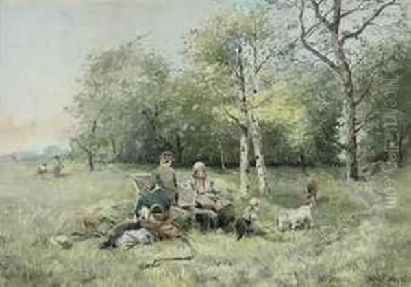 The Harvester's Picnic Oil Painting by Johan Mari Ten Kate