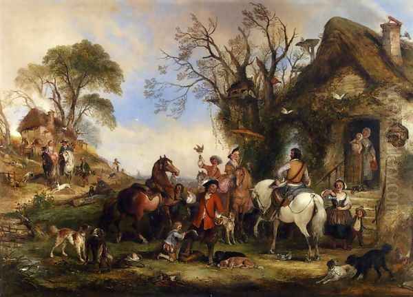 A Hawking Party Oil Painting by Henry Andrews