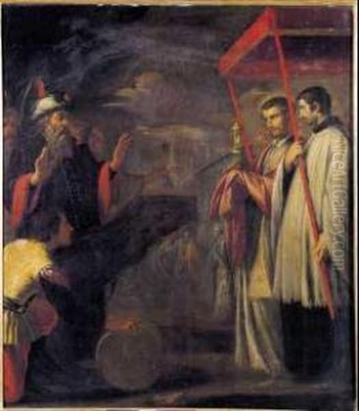 Il Miracolo Della Mula Oil Painting by Carpoforo Tencalla