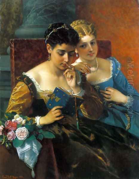 A Shared Moment Oil Painting by Cesare Felix dell' Acqua