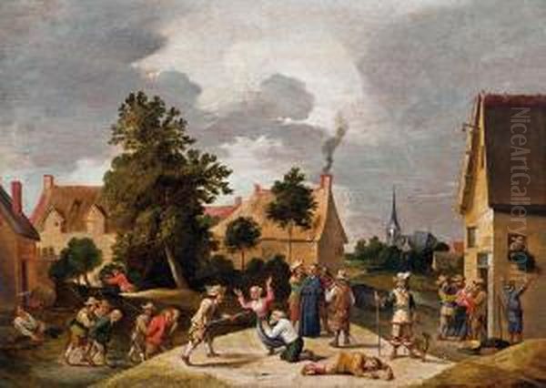 Uberfall Auf Ein Dorf Oil Painting by Abraham Teniers