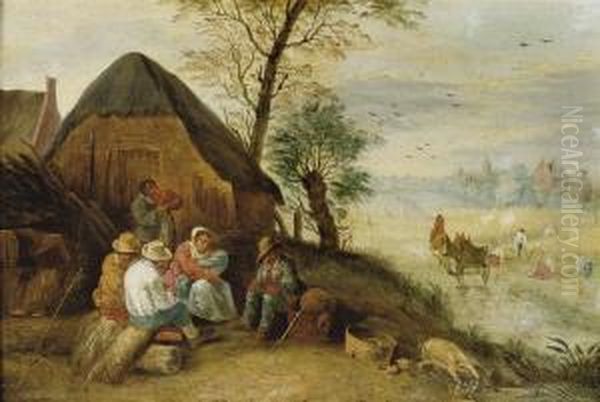 Peasants Resting During The Harvest Oil Painting by Abraham Teniers