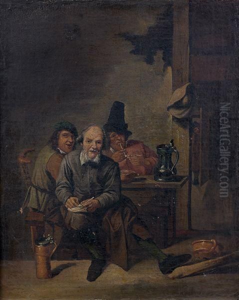 Groupe De Fumeurs Dans Un Interieur Oil Painting by David The Younger Teniers