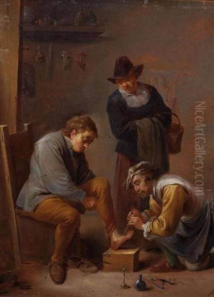 L'operation Du Pied Oil Painting by David The Younger Teniers