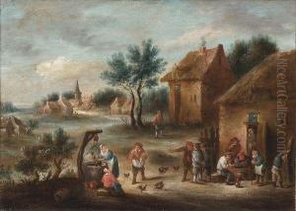 Rejouissances Paysannes Devant Une Auberge. Oil Painting by David The Younger Teniers