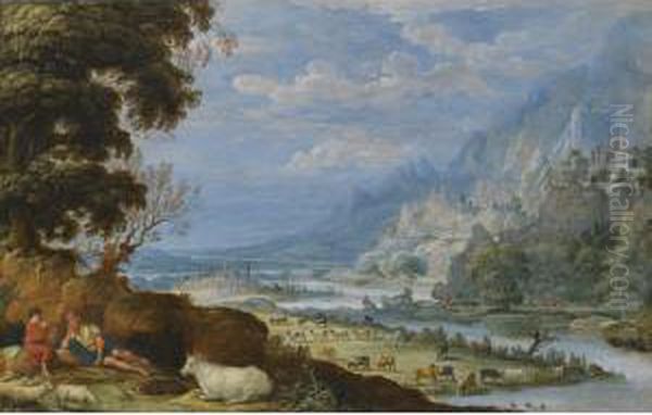 An Extensive River Landscape With Mercury And Argus Oil Painting by David The Elder Teniers