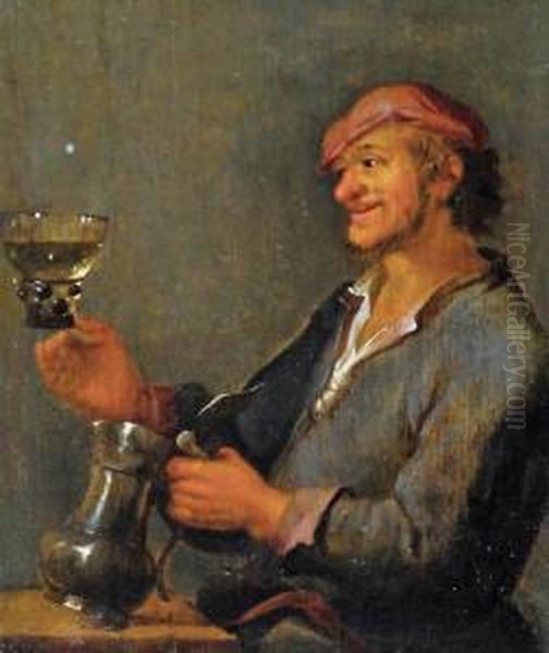 Wesolek Pijacy Wino (wesoly Pijak) Oil Painting by David The Elder Teniers