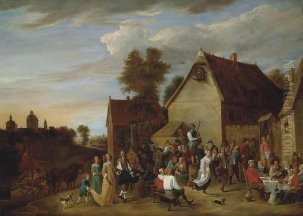 A Village Kermesse Oil Painting by David The Younger Teniers