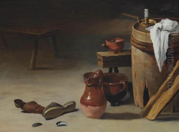 A Barn Interior With Shoes Oil Painting by David The Younger Teniers