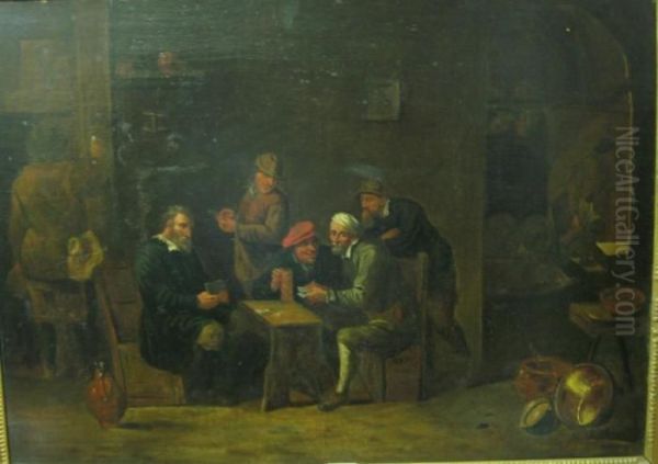 La Partie De Cartes Dans La Taverne Oil Painting by David The Younger Teniers