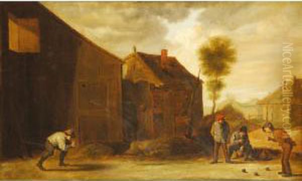 Boers Playing Bowls Oil Painting by David The Younger Teniers