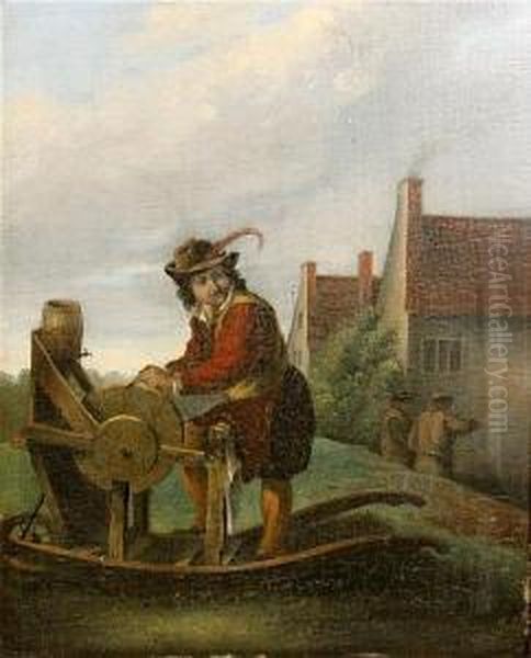 Knife Grinder Oil Painting by David The Younger Teniers