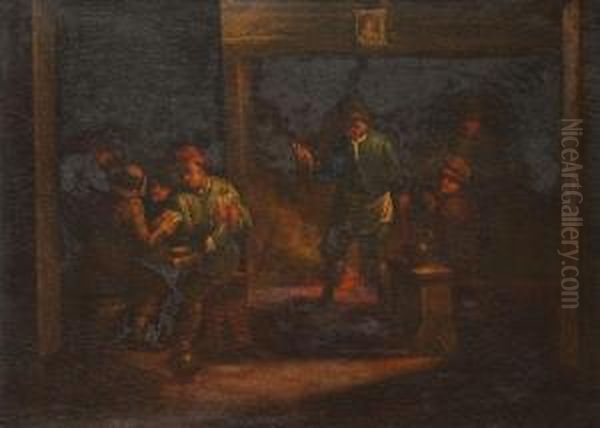 Figures In A Taverninterior Oil Painting by David The Younger Teniers