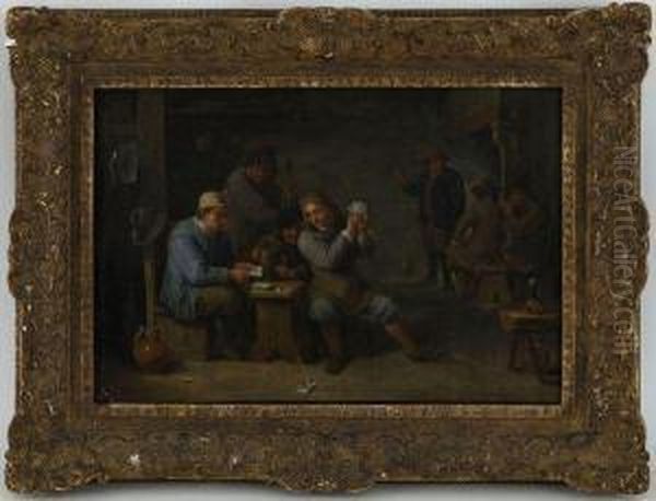 Interieur De Taverne Avec Joueurs De Cartes Oil Painting by David Teniers De Jonge