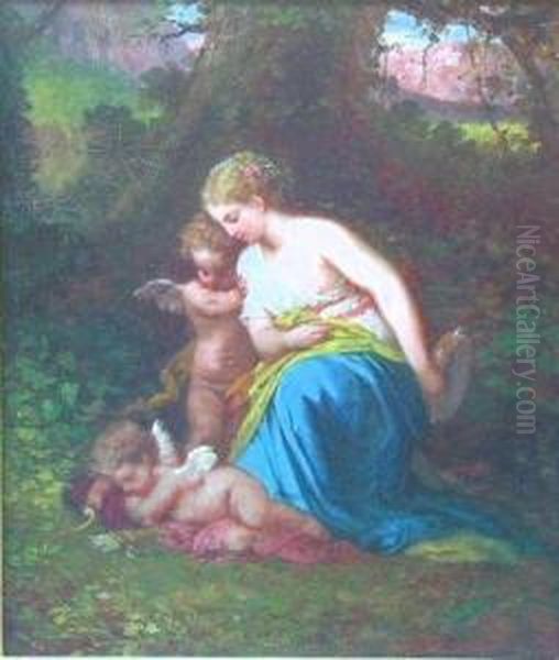 Cherub And A Wood Nymph Sing Cupid To Sleep Oil Painting by Dorothy Tennant