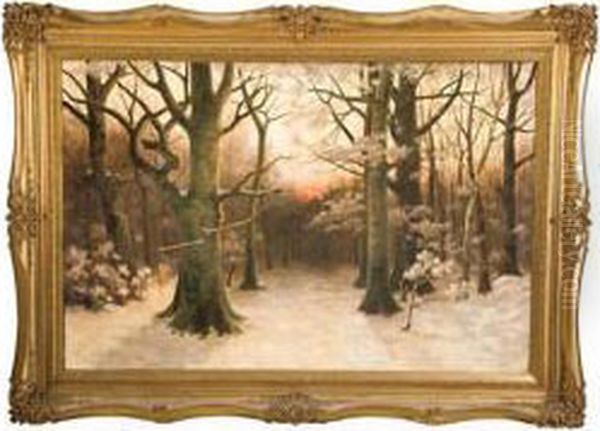 Winterscape Oil Painting by Frederik Adolph Tepe