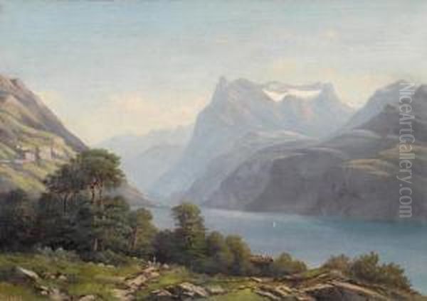 Viewaldstattersee Mit Uri-rotstock. Oil Painting by Jean Marc Benjamin Tepping