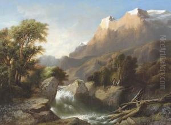 Wildbach Im Berner Oberland. Oil Painting by Jean Marc Benjamin Tepping