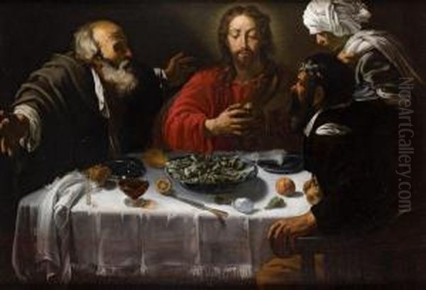 < Les Disciples D'emmaus >. Oil Painting by Hendrick Terbrugghen