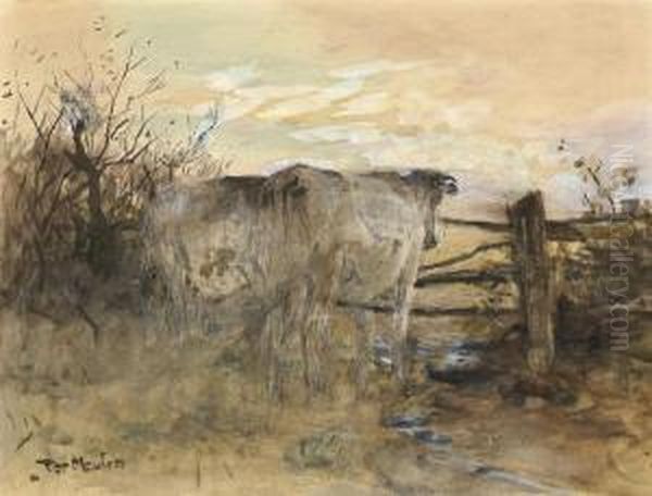 Cattle At Sunset Oil Painting by Francois Pieter ter Meulen