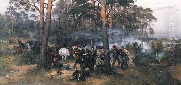 Scene from the 1863 Insurrection Oil Painting by Thaddaus von Ajdukiewicz