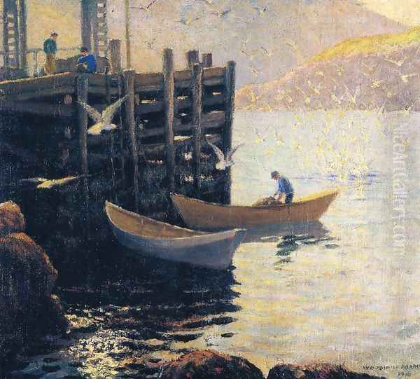 Below the Wharf Oil Painting by Woodhull Adams