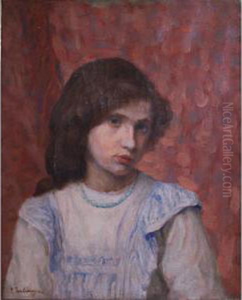 Portrait Of A Young Girl Oil Painting by Panos Terlemezian